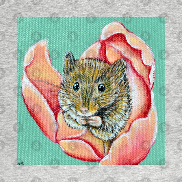 Mouse in a Tulip Painting by ArtbyKirstenSneath